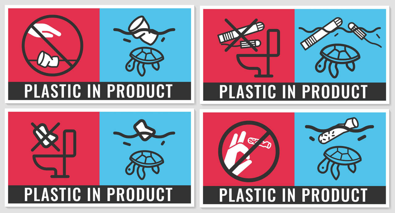 symbole użycia plastiku w produktach